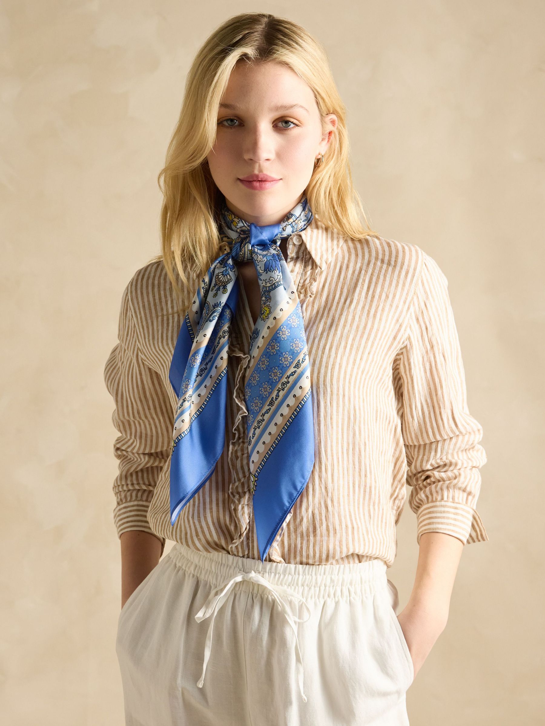 Bloomfield Blue Square Silk Scarf (E01399) | £45