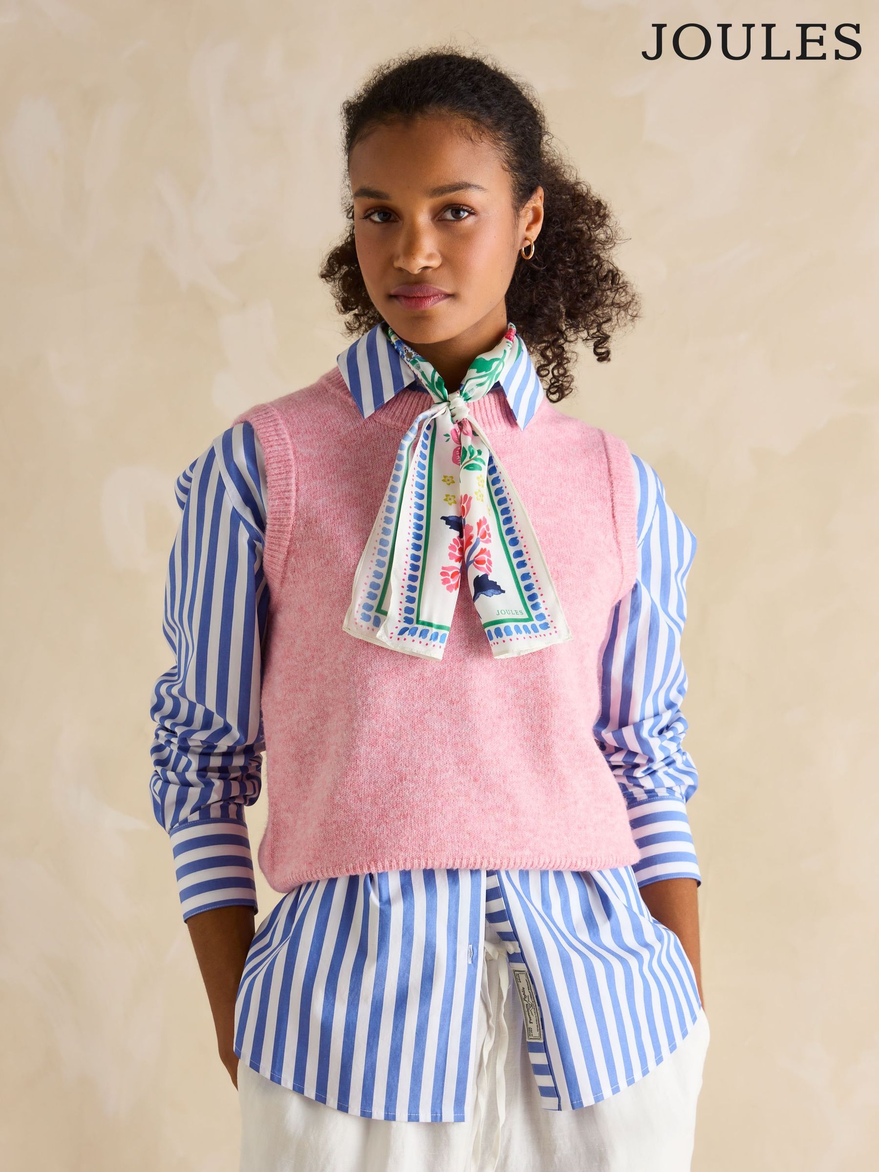 Highgrove Pink/Cream Skinny Printed Scarf (E01401) | £20