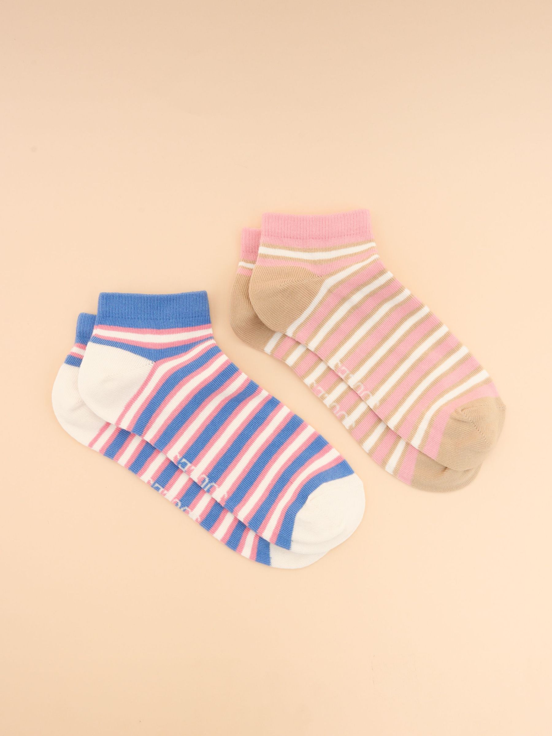 Rilla Blue/Pink Pack of Two Trainer Socks (E01472) | £8