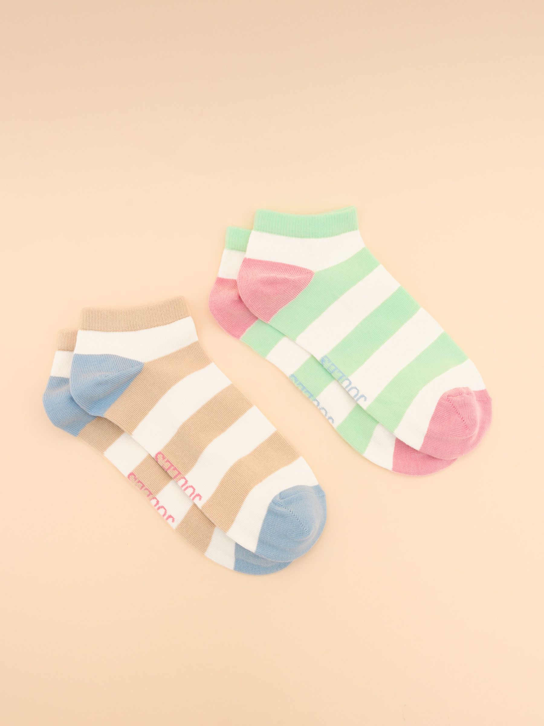 Rilla Cream/Blue Pack of Two Trainer Socks (E01474) | £8