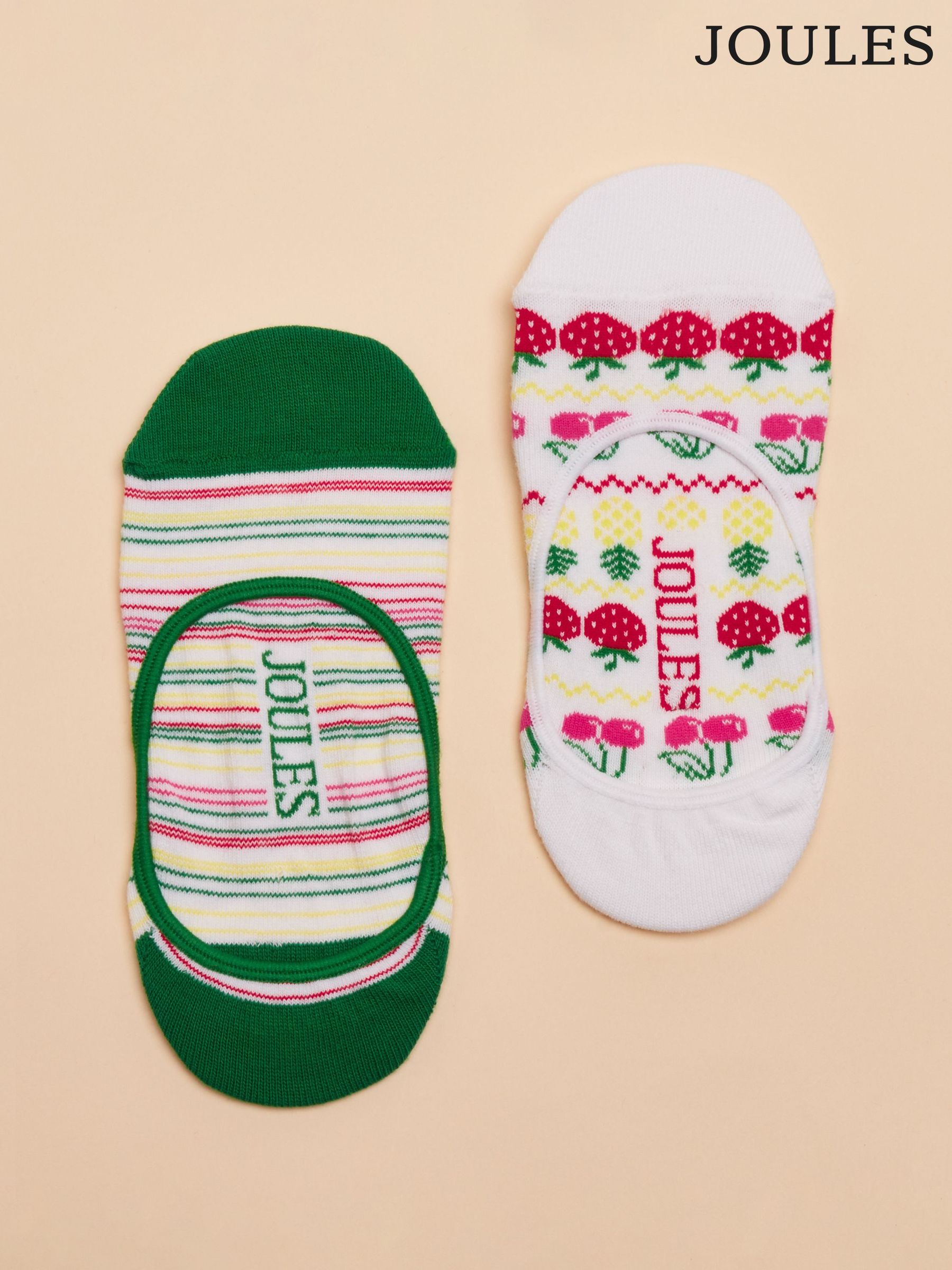Bessie White Ground Pack of Two Invisible Socks (E01476) | £8