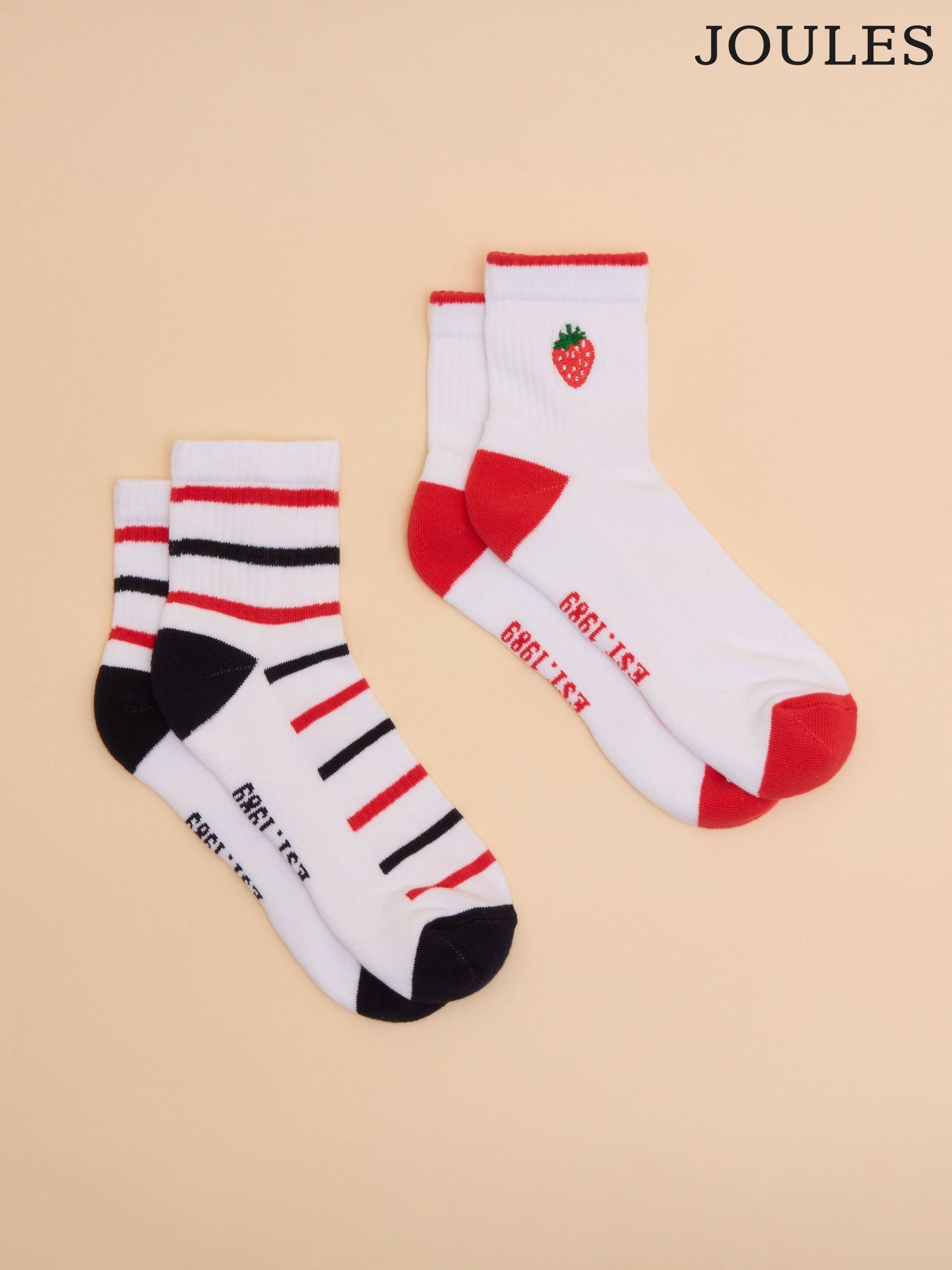 Women's Volley Cream/Red Pack of Two Tennis Socks (E01485) | £10