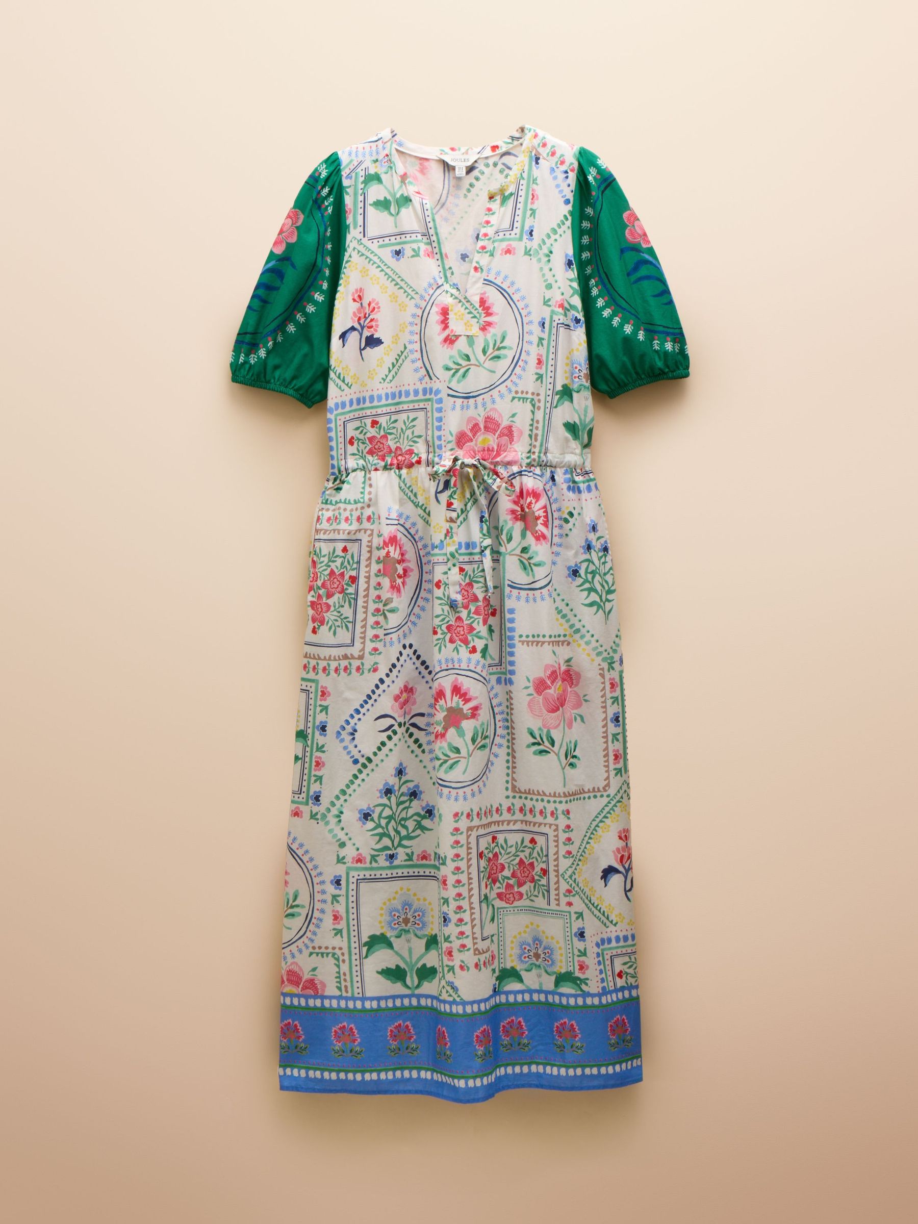 Florence Cream Tile Print Cotton Midi Dress