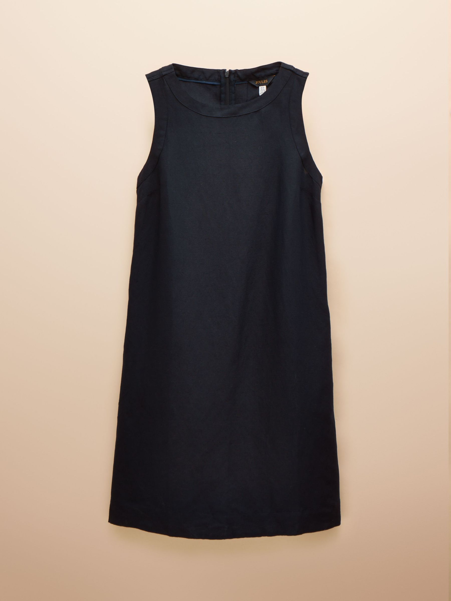 Delphine Navy Blue Shift Dress With Linen