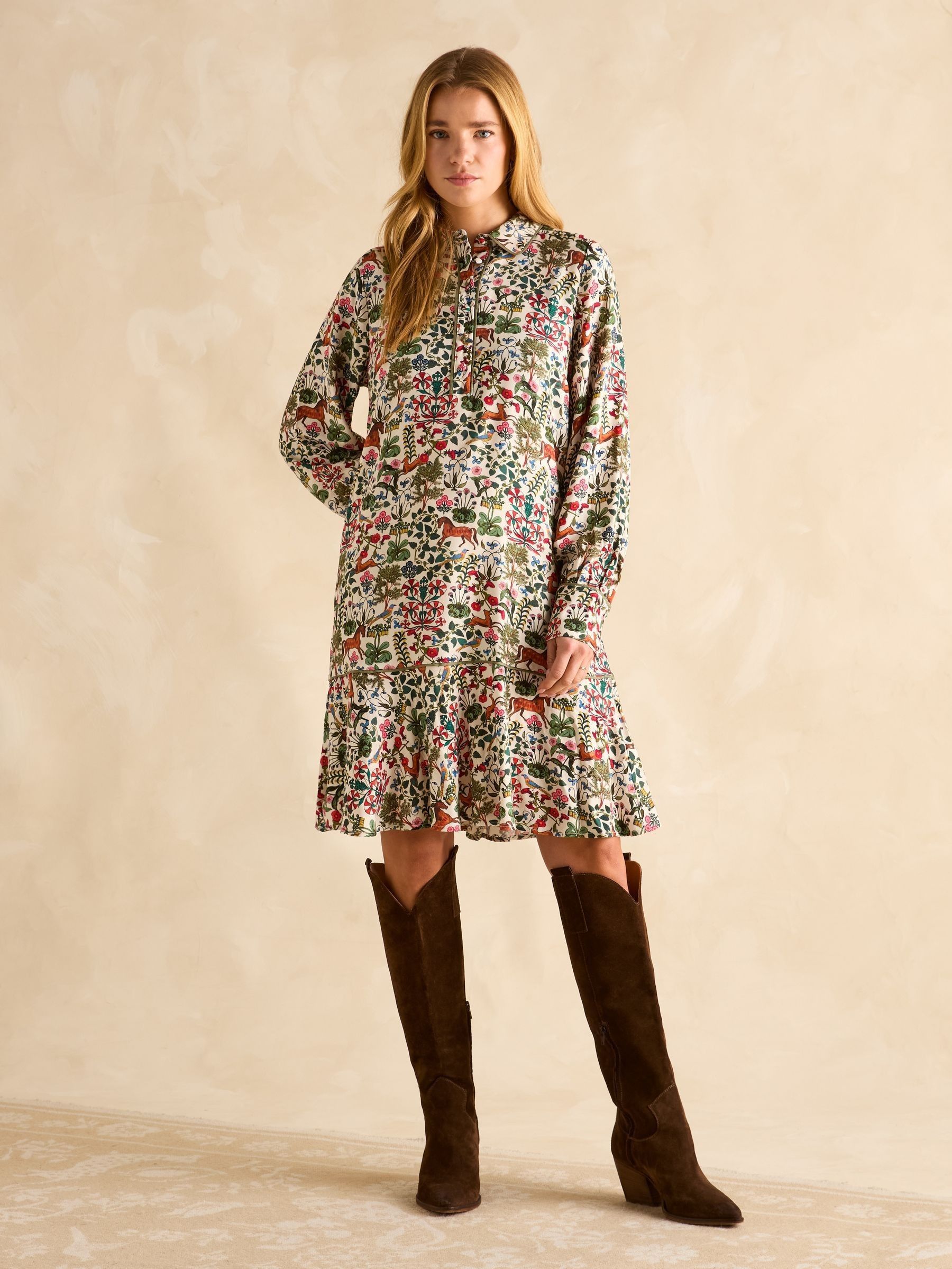 Lydia Multi Long Sleeve Shirt Dress