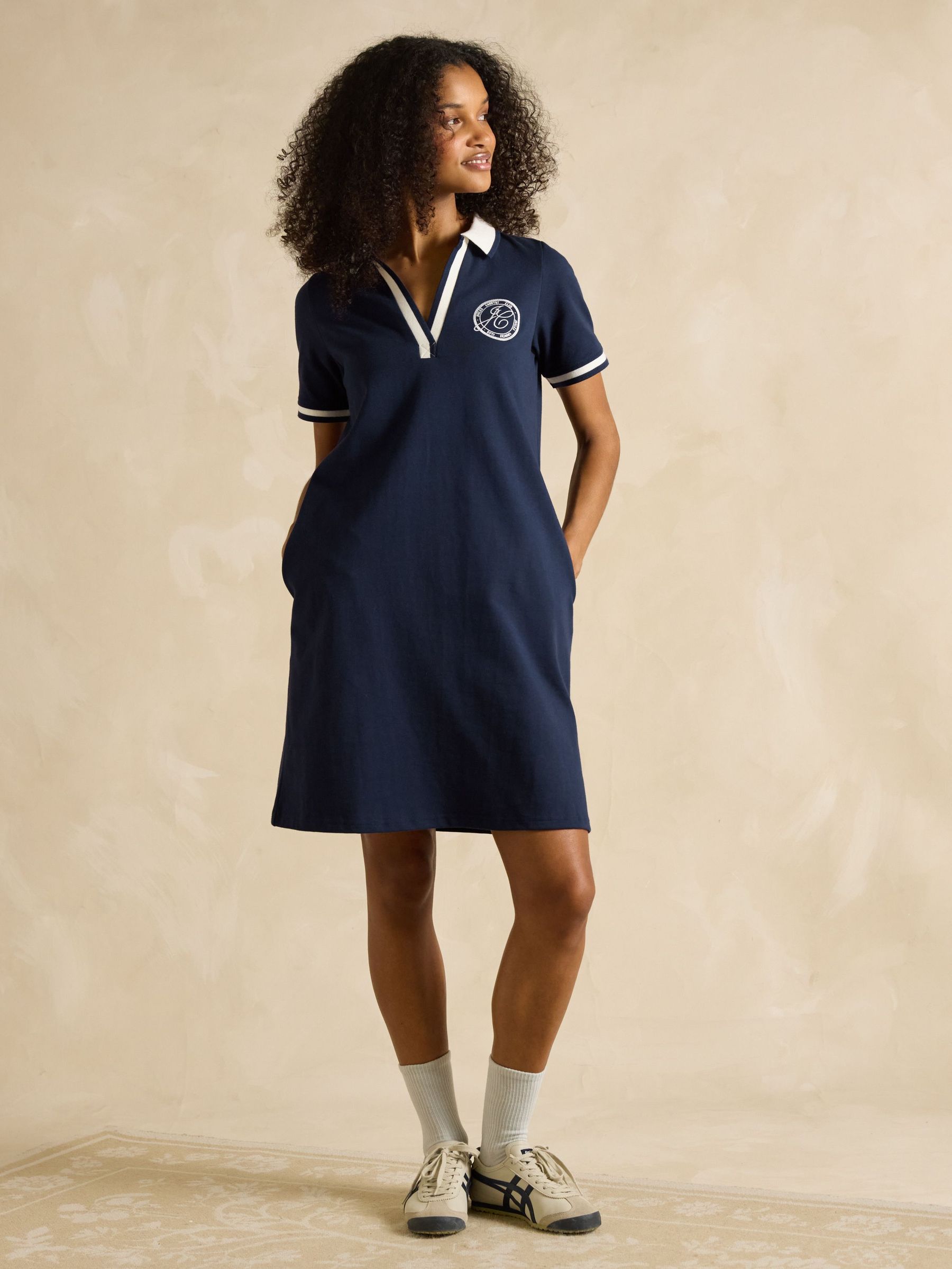 Evie Navy Jersey Dress (E01622) | £65