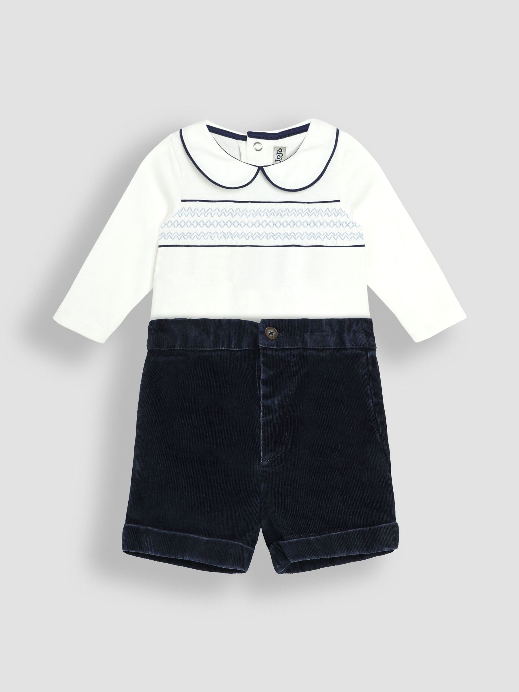 Navy Smocked Body And Woven Shorts Set (E01695) | £15