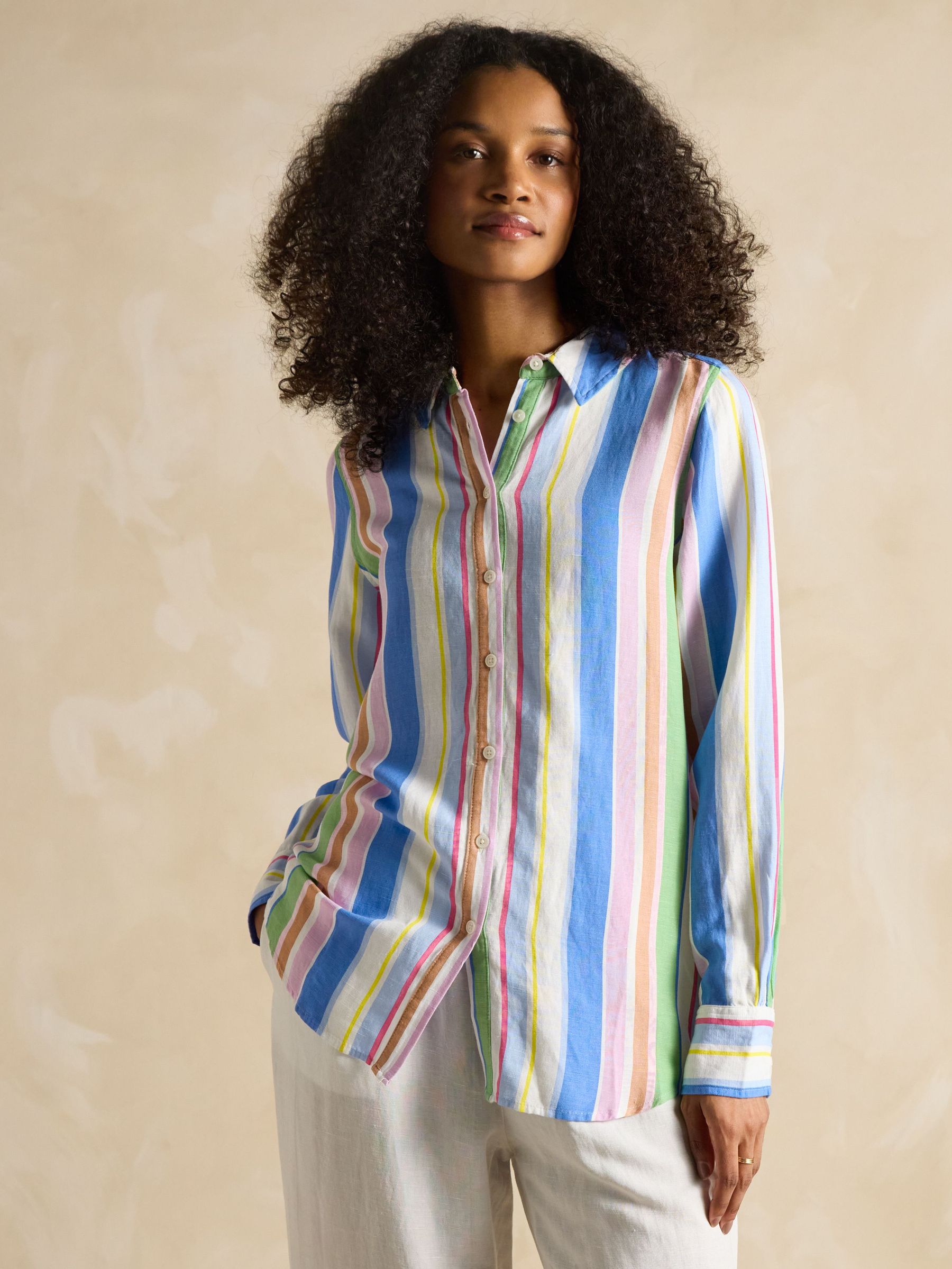 Maeva Stripe Relaxed Fit 100% Linen Shirt (E01782) | £59