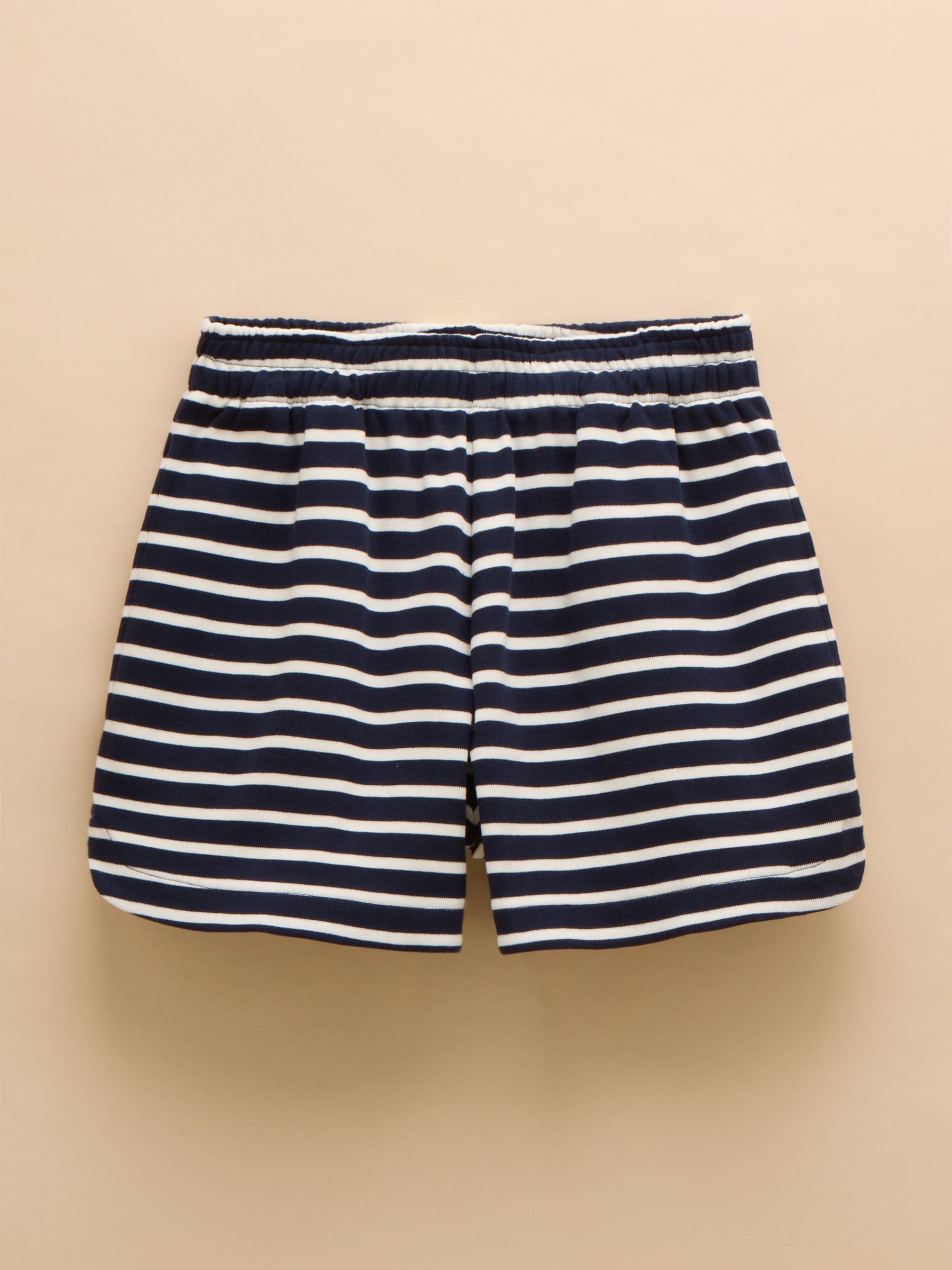 Premium Ribbed Navy & White Cotton Jersey Shorts