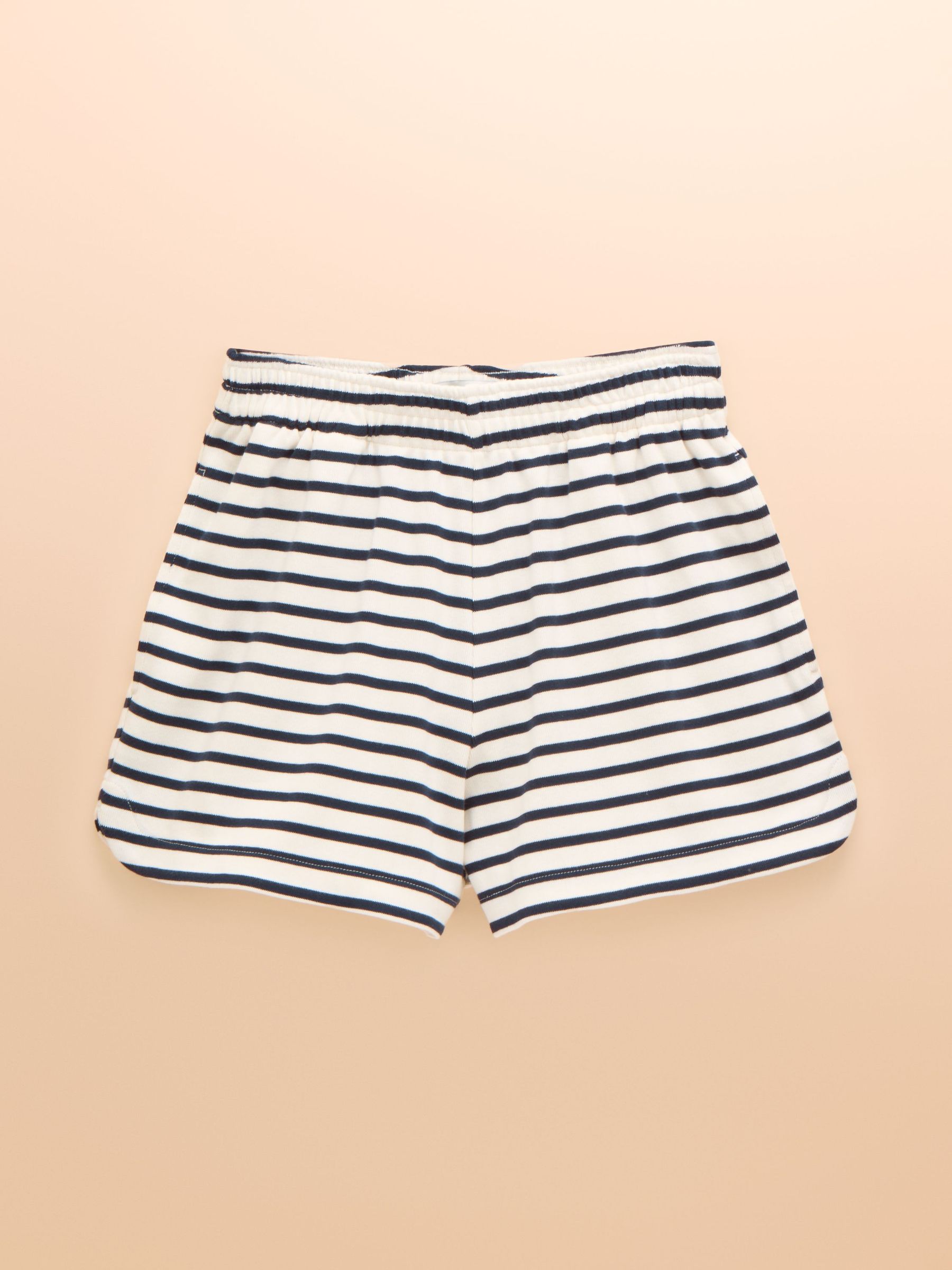 Premium Ribbed Cream/Navy Cotton Jersey Shorts