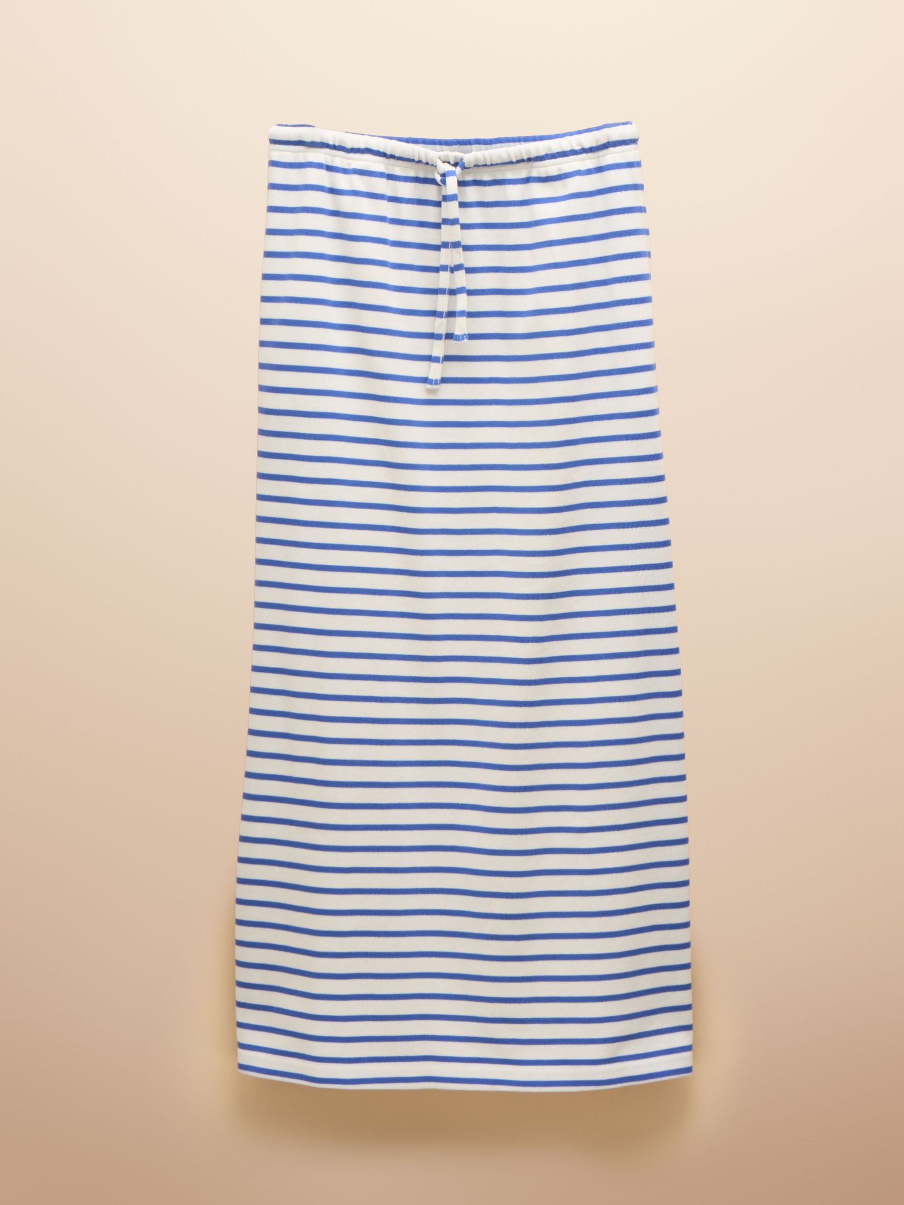Blue & White Stripe A-Line Premium Cotton Ribbed Jersey Skirt