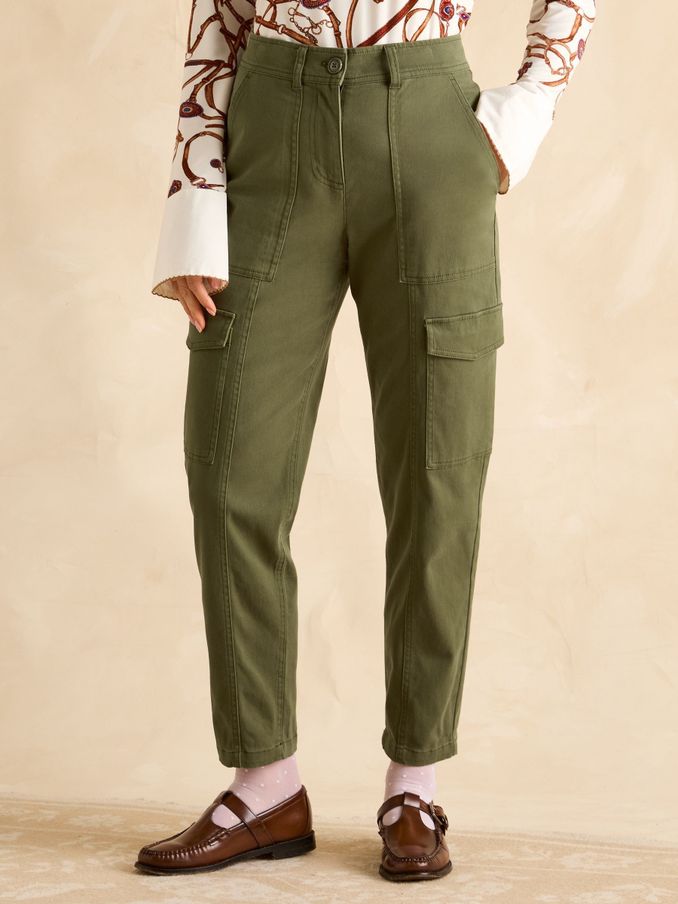 Khaki Green Tapered Leg Cargo Trousers (E02239) | £59