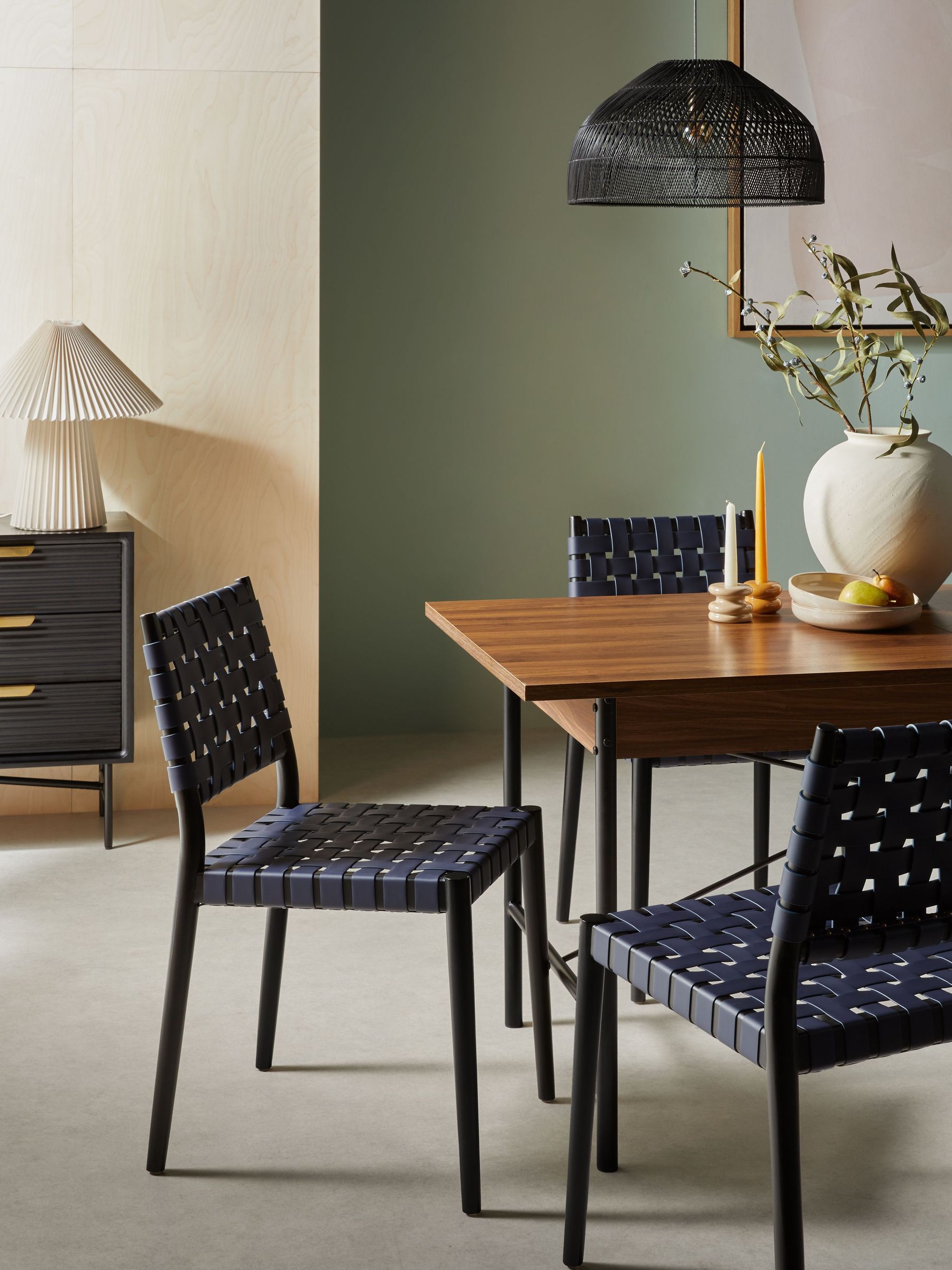 Set of 2 Rik Dining Chairs in Navy Blue Woven (E02246) | £349