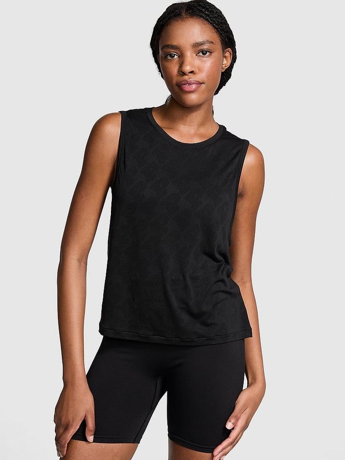 Black Seamless Drapey Muscle Tank Top (E03422) | £25