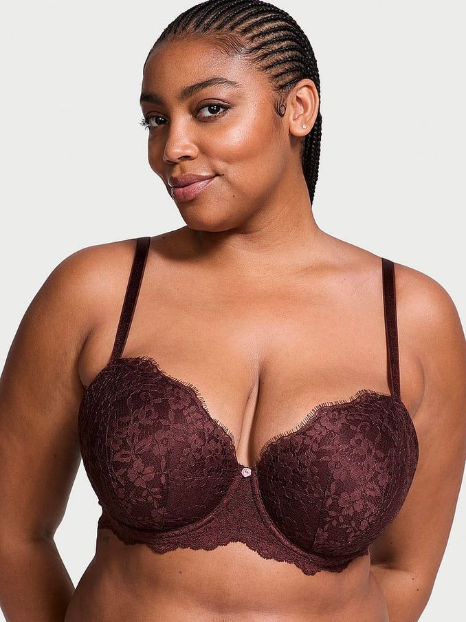 Burgundy Purple Lace Lightly Lined Demi Bra (E06057) | £19