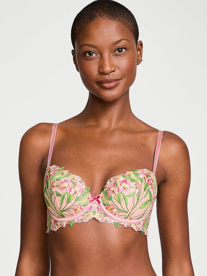 Pink Lightly Lined Demi Lily Embroidery Bra (E06066) | £27