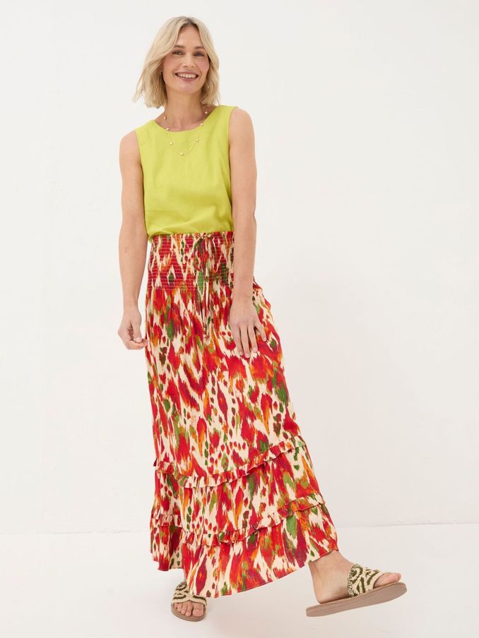 Tegan Orange Paradise Ikat Maxi Skirt (E06700) | £30