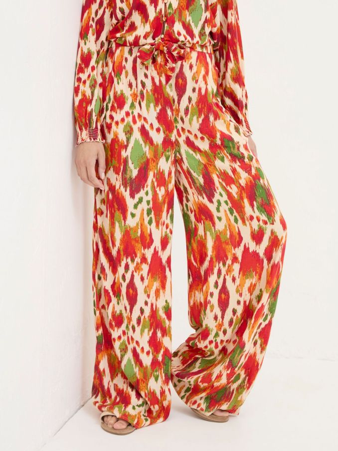 Ines Orange Paradise Ikat Wide Leg Trousers (E06708) | £30