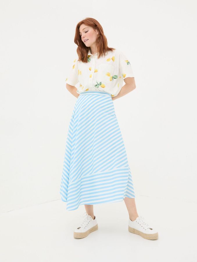 Judes Blue Robyn Striped Midi Skirt (E06717) | £32