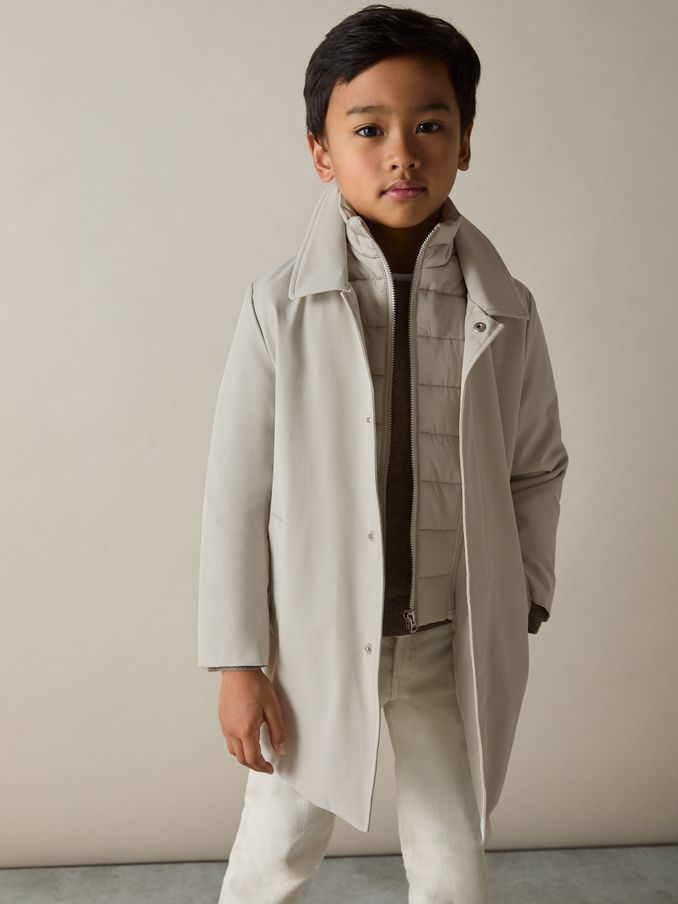 3-9 yrs Gabardine Coat with Removable Gilet in Stone (E11051) | £88