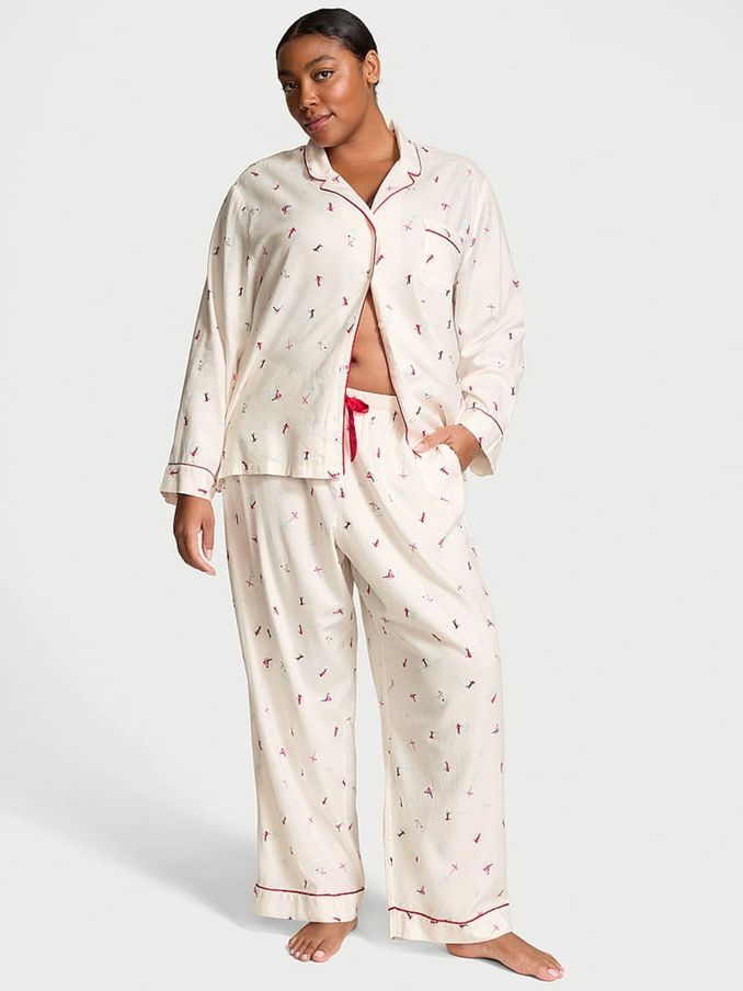 VS Skiers White Flannel Long Pyjama Set (E11970) | £29