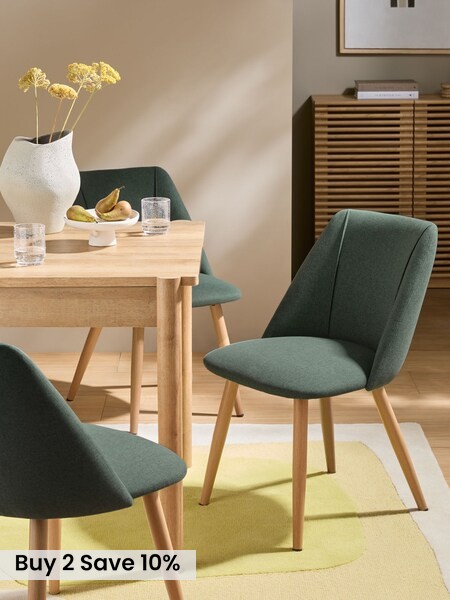Set of 2 Bay Green and Oak Legs Lule Non Arm Dining Chairs (E12335) | £299