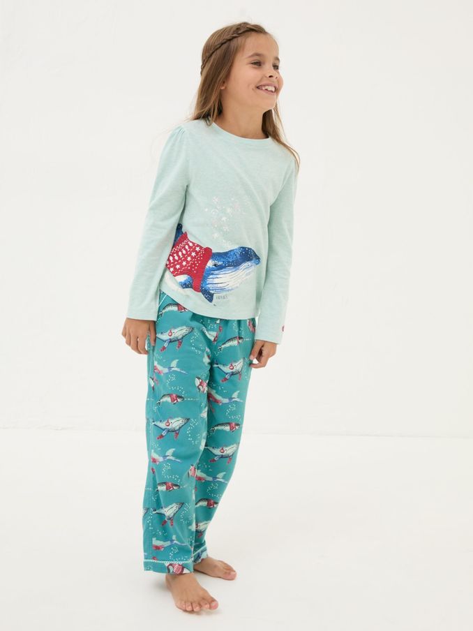 Teal Blue Shelter Pyjama Set (E12611) | £14