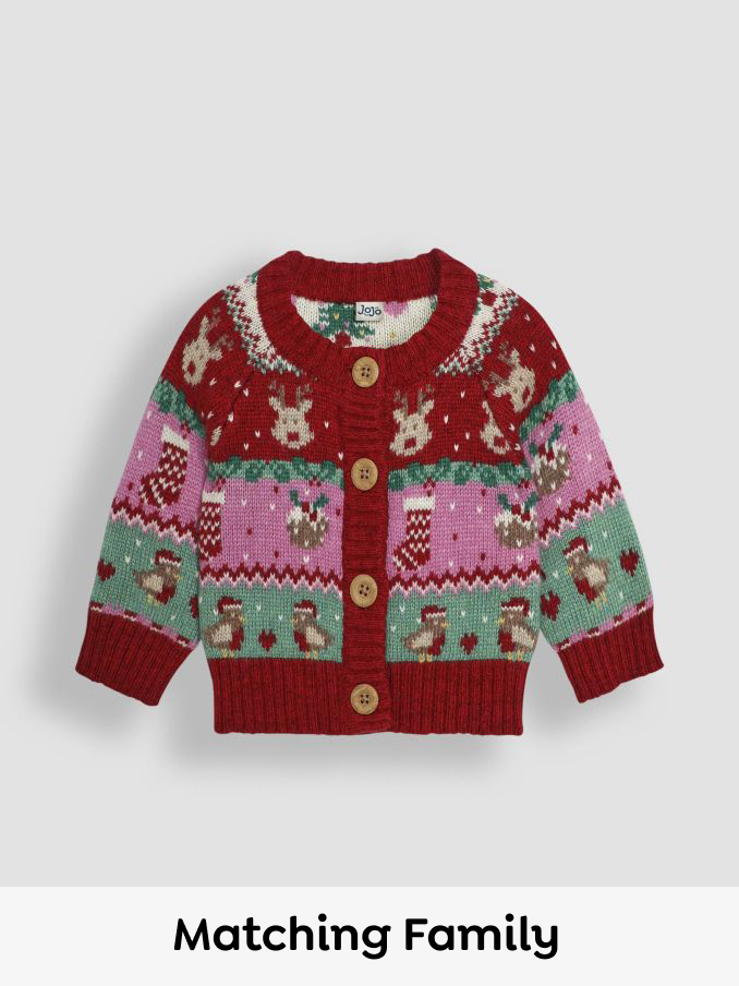 Christmas Festive Friends Fairisle Pattern Cardigan (E12630) | £15