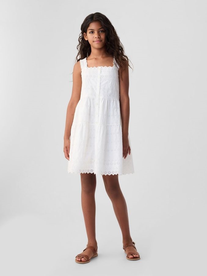 White DÔEN Eyelet Dress (Kids) (E13014) | £31