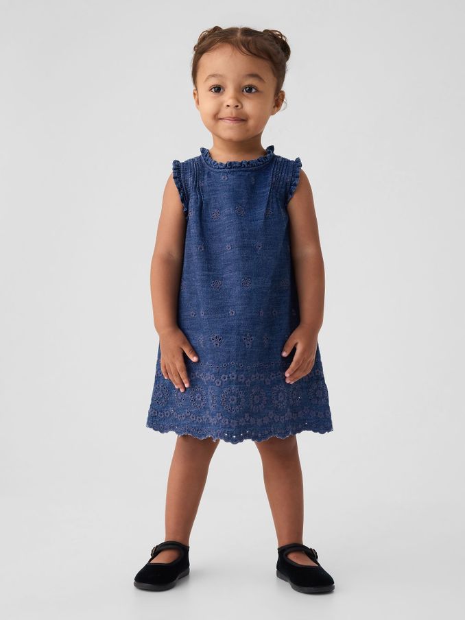 Blue DÔEN Eyelet Denim Dress (6-12 months) (E13347) | £24