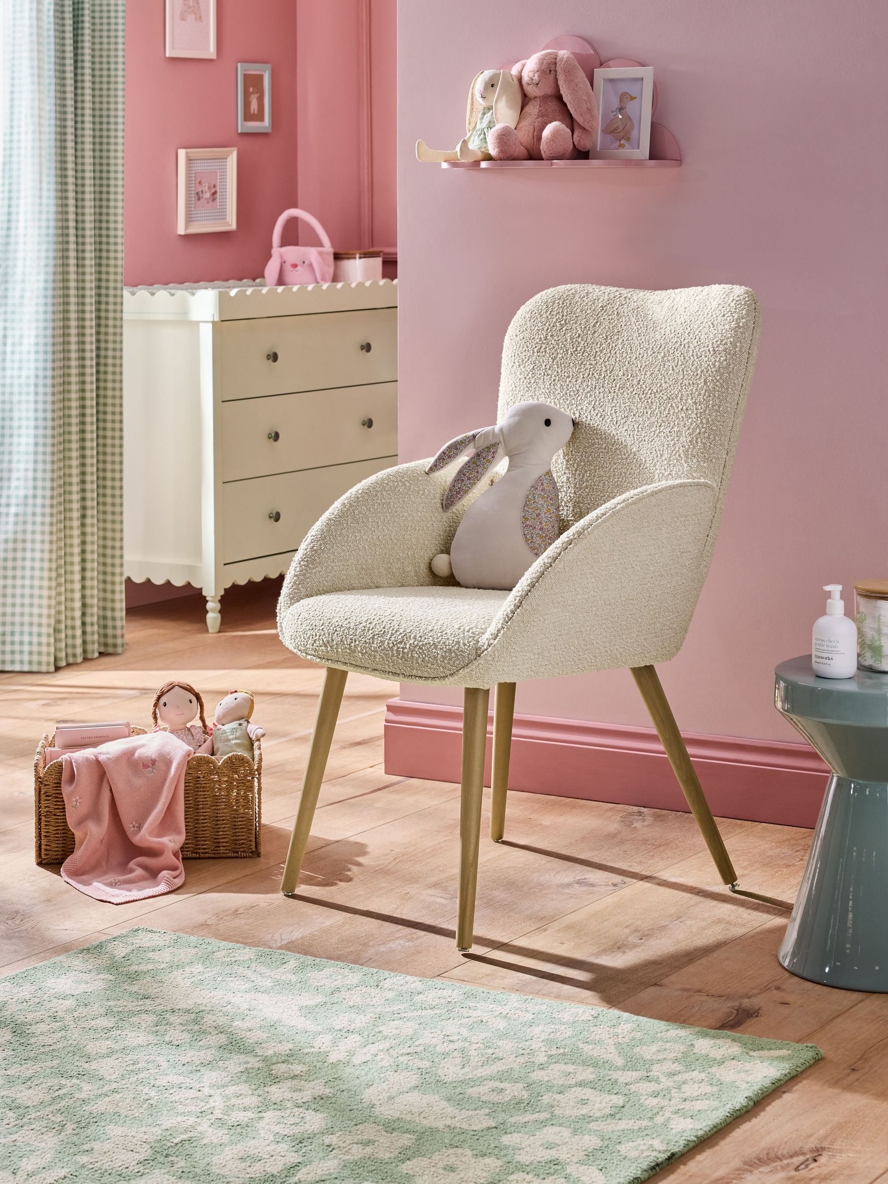 Snow White Boucle Nursing Accent Chair with Interchangable Rocking Legs (E13479) | £399
