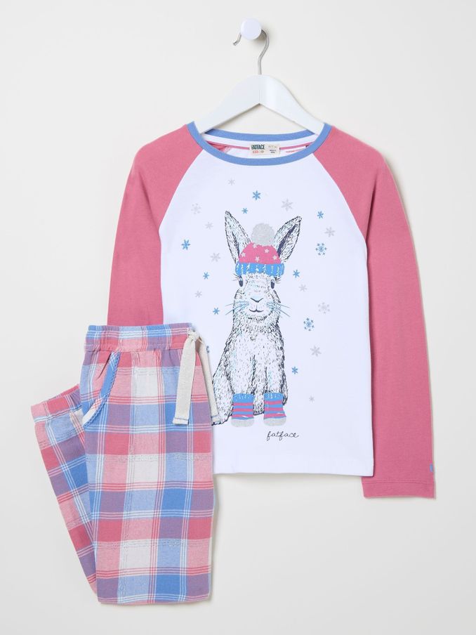 Pink Rabbit Check Pyjama Set (E13655) | £18