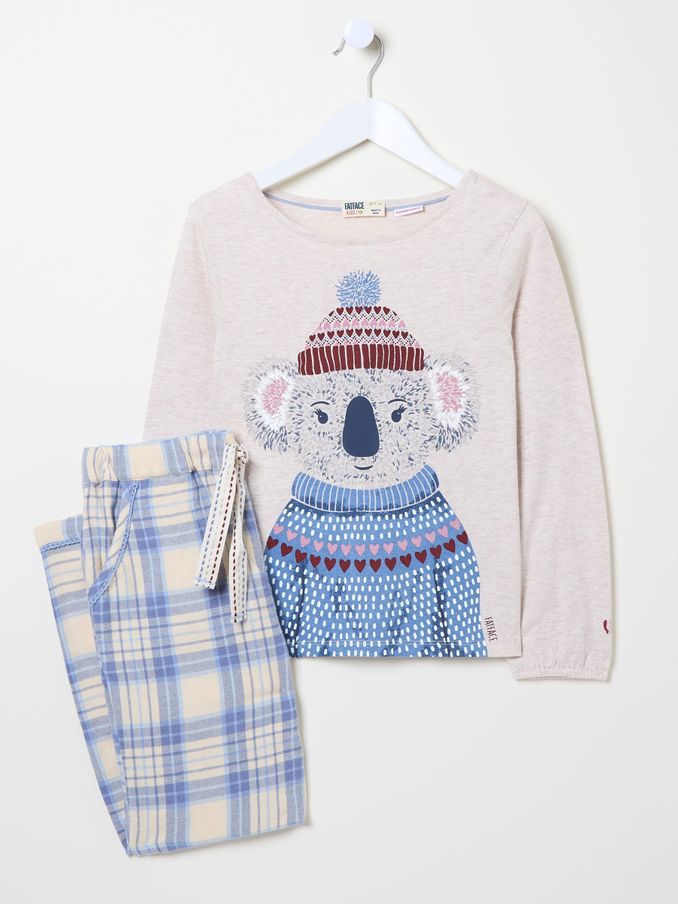 Light Blue Koala Check 100% Cotton Pyjama Set (E13662) | £18