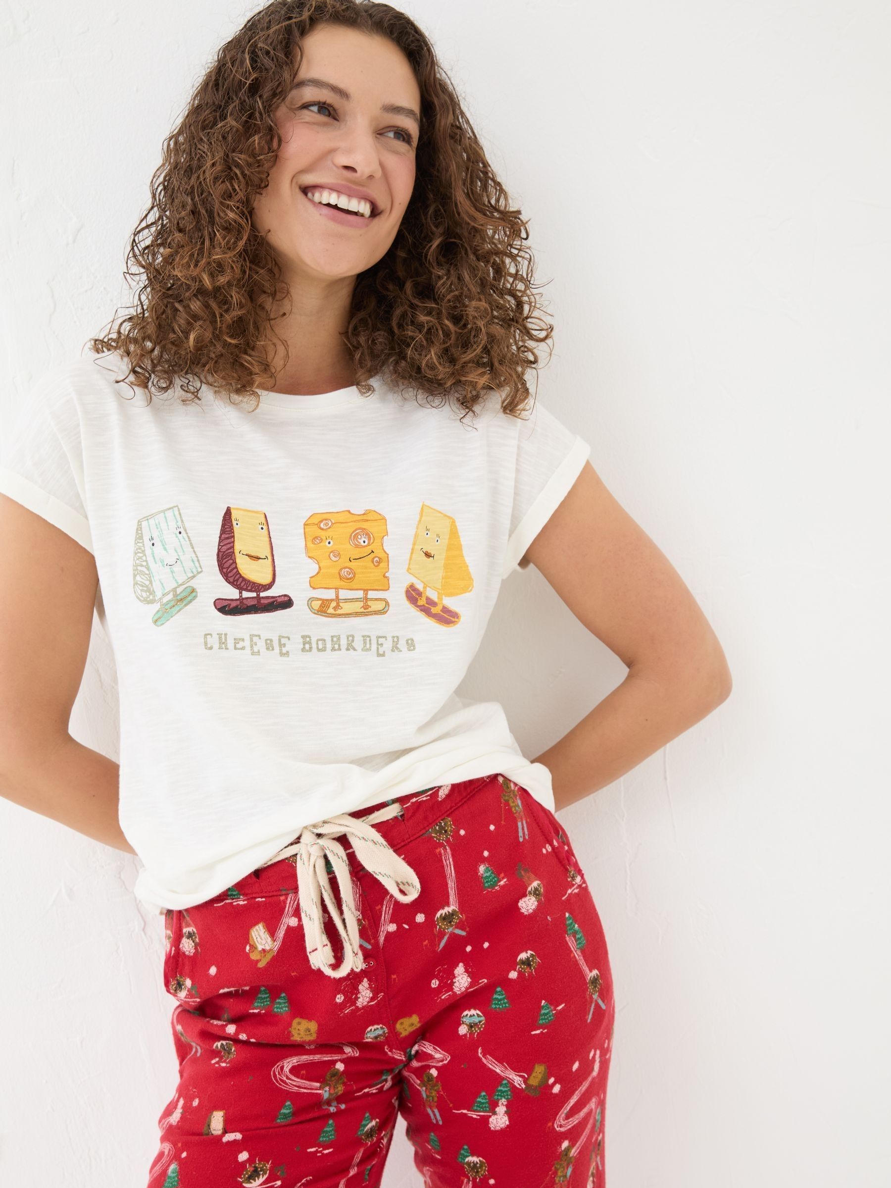 Cheese Boarders Ivory Graphic Pyjama Top (E13894) | £8