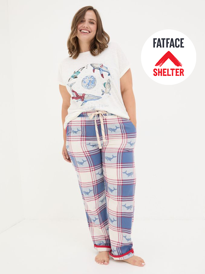 Shelter Eva Blue Check Pyjama Bottoms (E14038) | £18