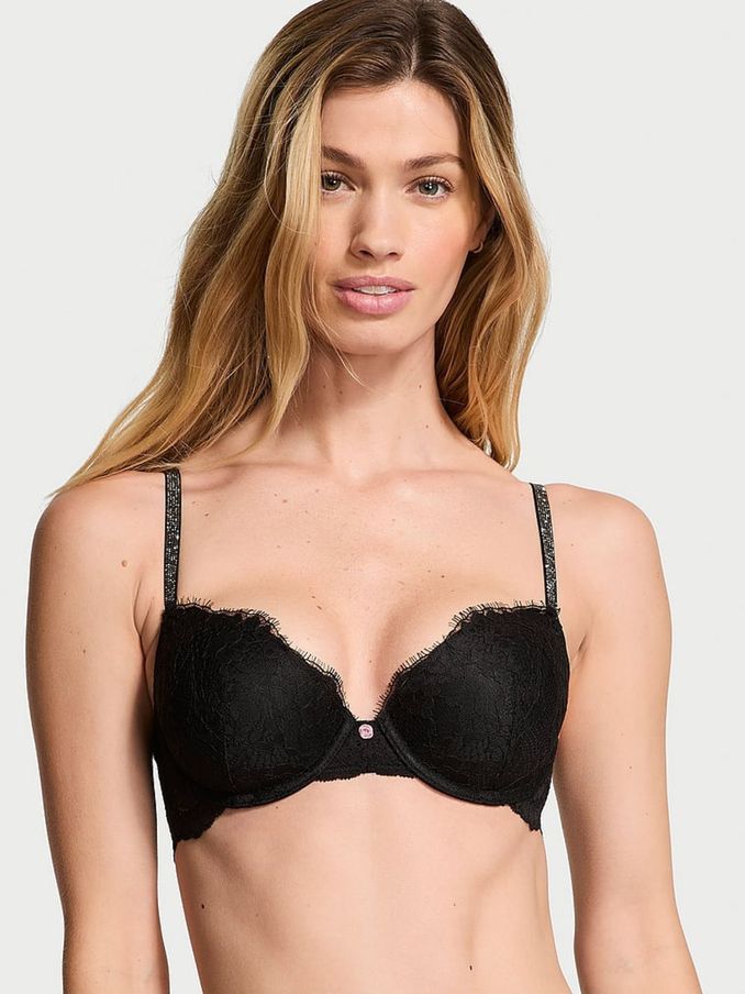 Black Lightly Lined Demi Twinkle Strap Bra (E14611) | £59
