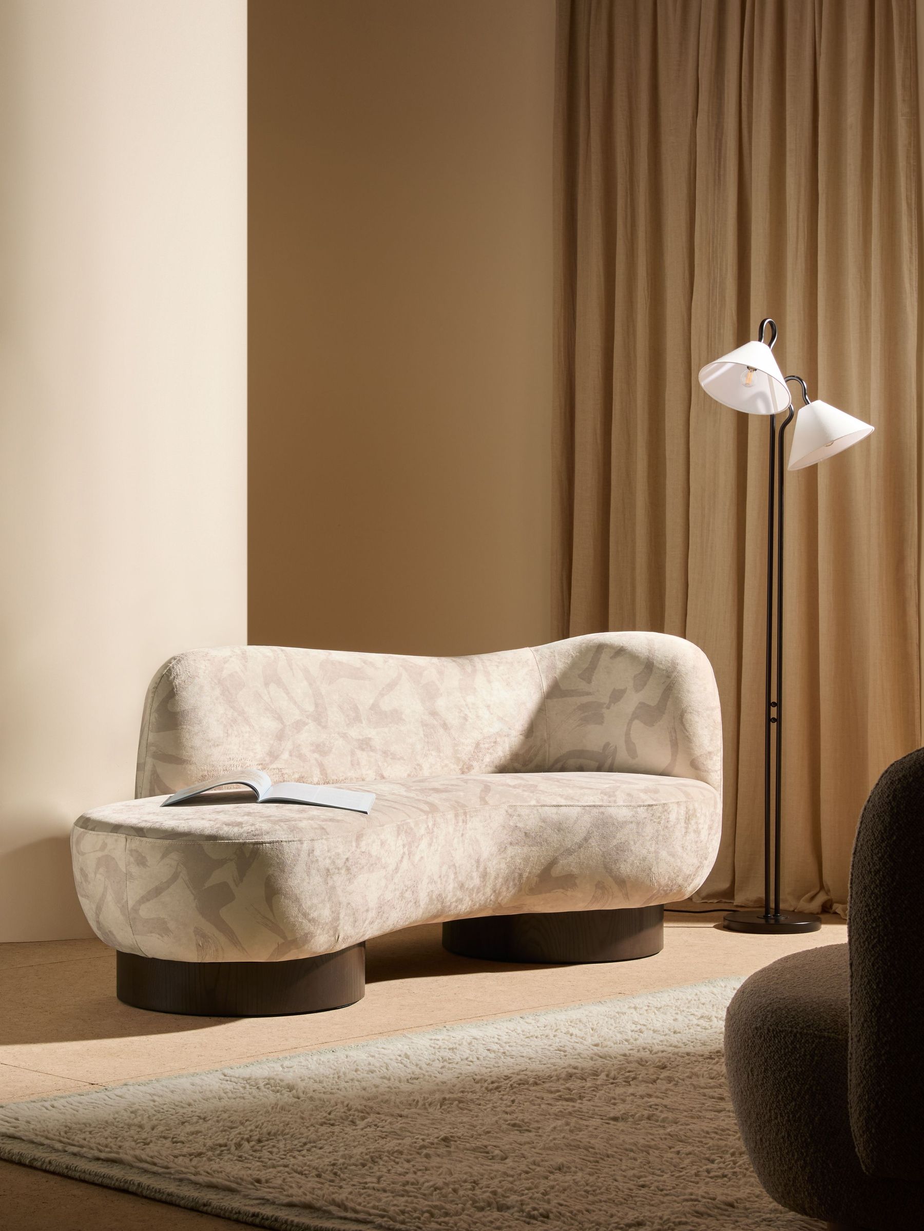 Novara 2 Seater Sofa in Natural Taupe Brushstroke Velvet (E15881) | £699