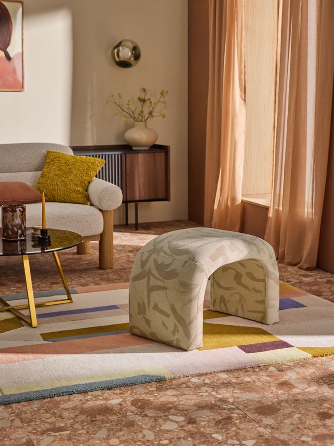 Beryl Stool in Natural Taupe Brushstroke Velvet (E15885) | £160