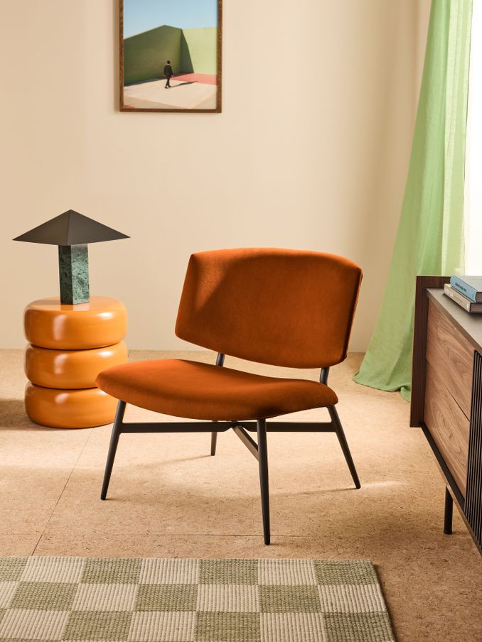 Kuta Accent Chair in Velvet Cinnamon Orange (E15888) | £155