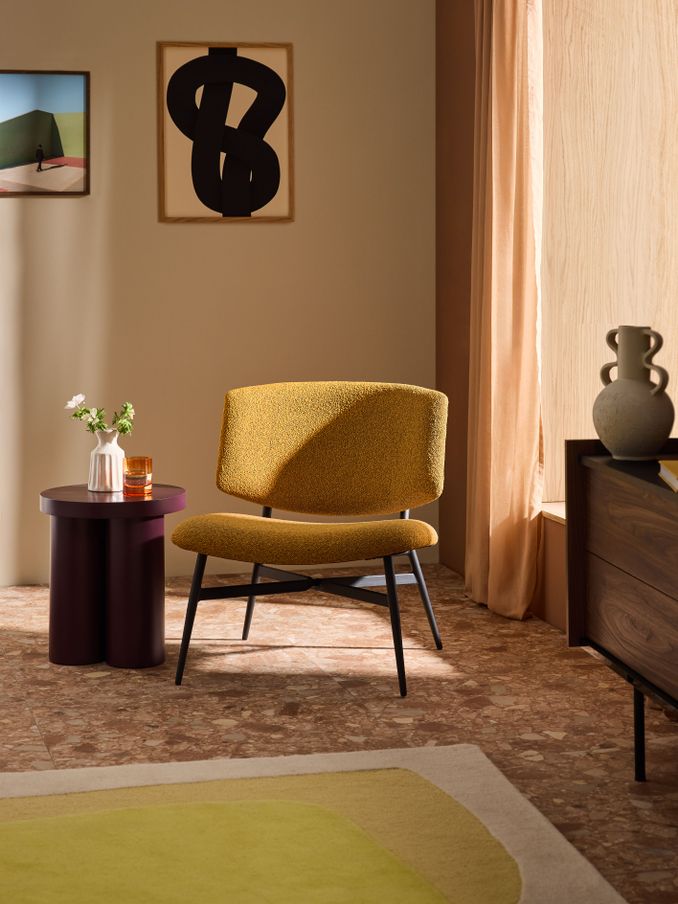 Kuta Accent Chair in Ochre Yellow Pax Boucle (E15891) | £155
