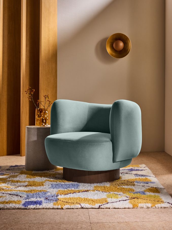 Novara Swivel Accent Chair in Steel Grey Blue (E15892) | £375