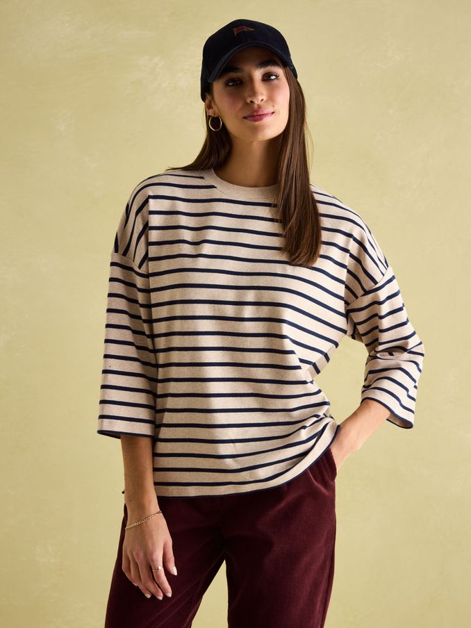 Amelia Oat Top with 3/4 Length Sleeves (E16231) | £19
