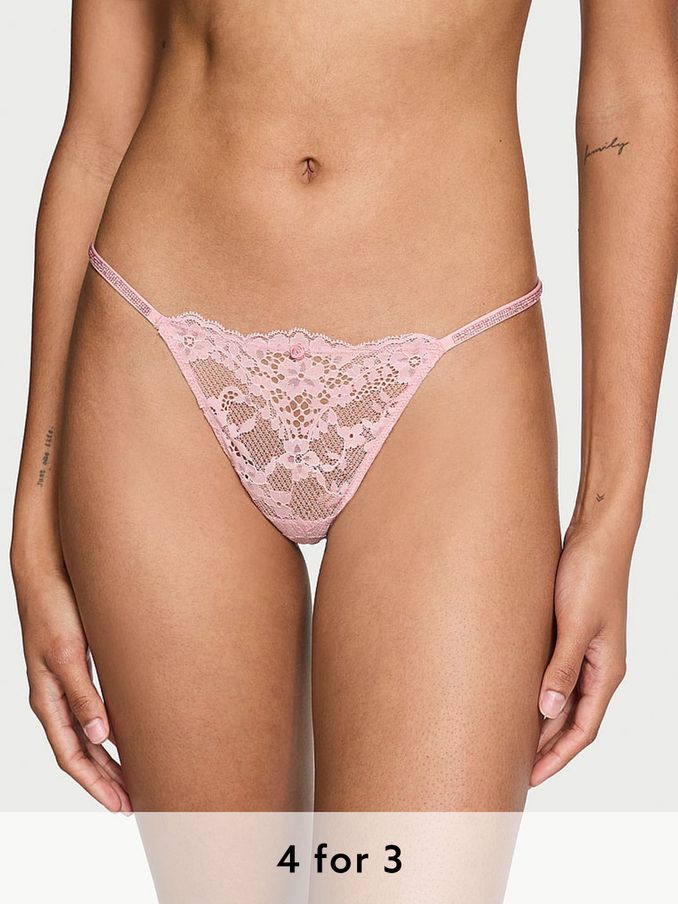 Chalk Rose Pink G String Twinkle Strap Knickers (E16296) | £20