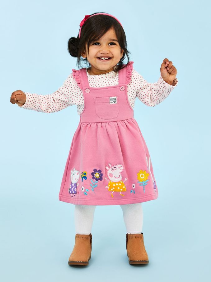 Pink Peppa Pig Pinafore Dress & Top Set (E16866) | £11