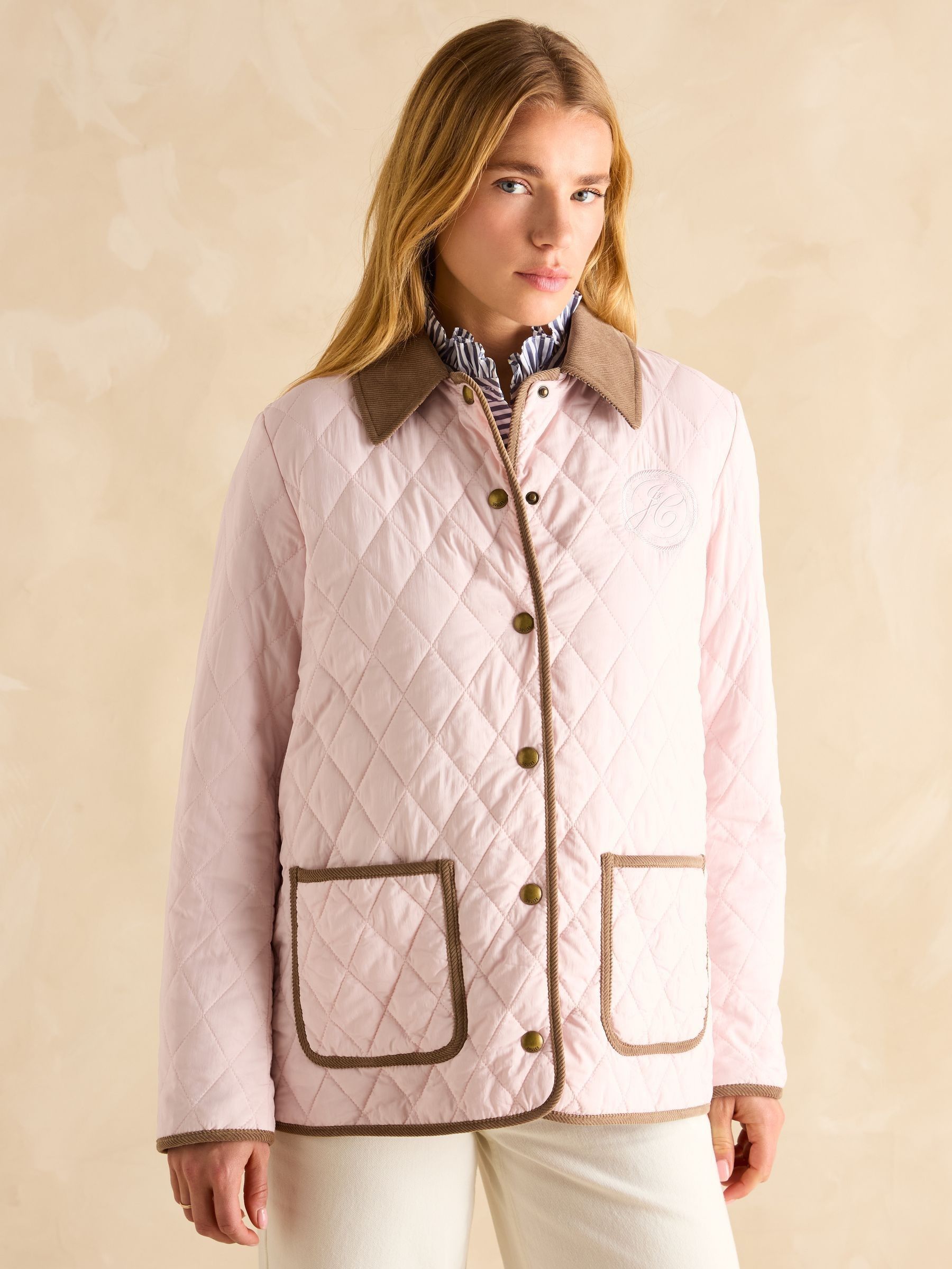 Quinn Pink Showerproof Diamond Quilted Coat (E18204) | £109