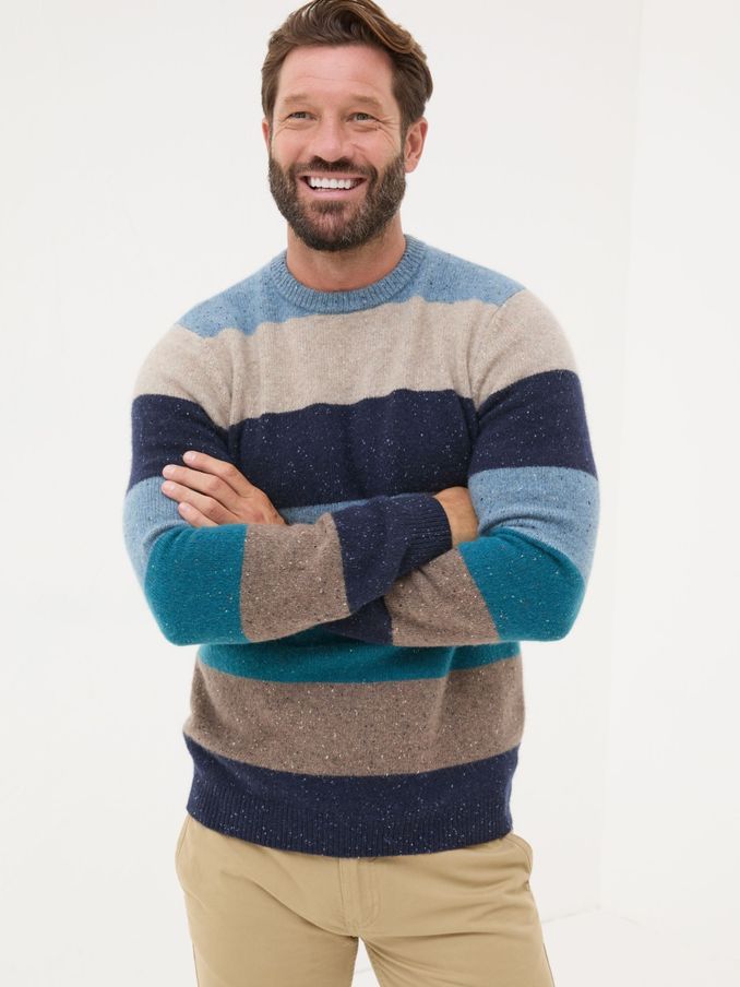 Navy Lambswool Knitted Crew Jumper (E18542) | £42