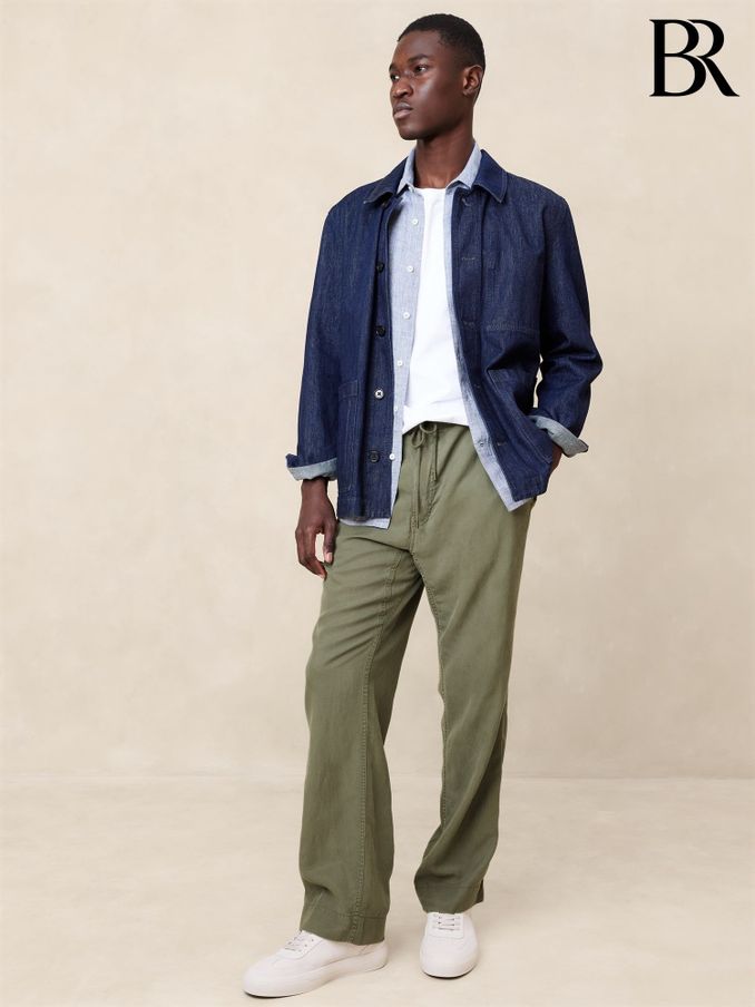 Banana Republic Green Tencel-Linen Pull On Trousers (E18711) | £47