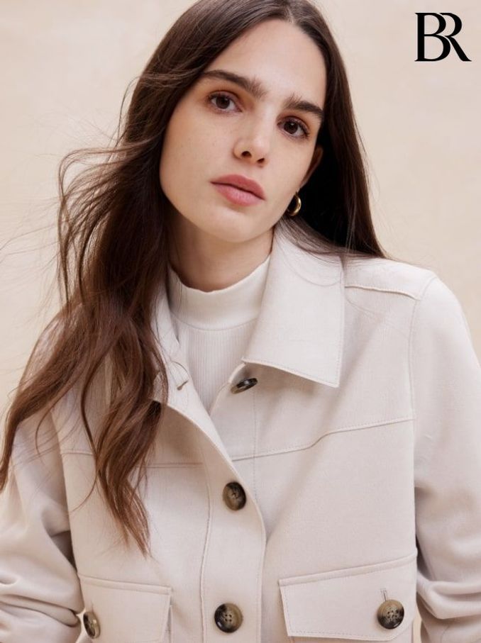 Banana Republic Cream Vegan Suede Short Jacket (E18894) | £52