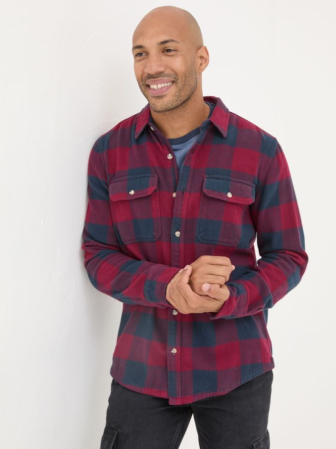Dark Red Long Sleeve Big Buffalo 100% Cotton Shirt (E21453) | £35