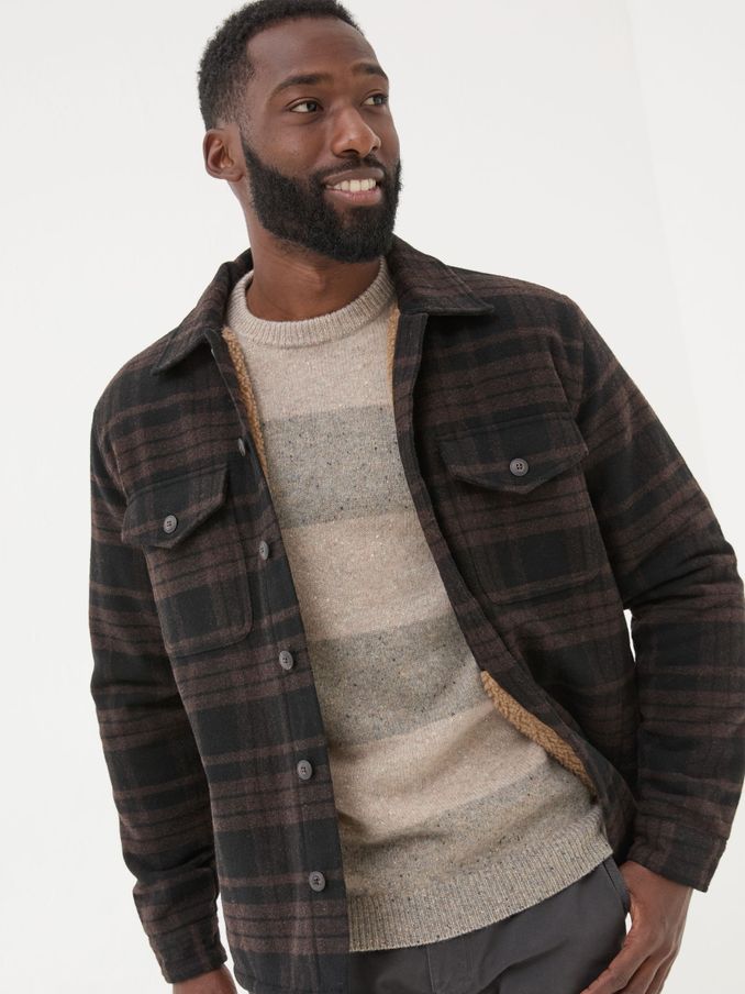 Dark Brown Fjord Check Overshirt (E21456) | £50